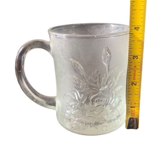 Vintage Pasari Livia Frosted Glass Rose Mug Cup Coffee Tea Classic Style - Picture 3 of 12